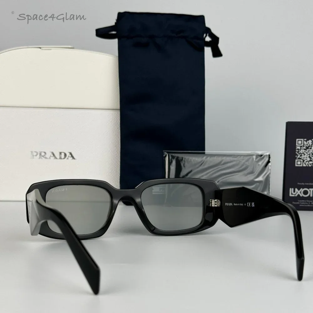 NEW Prada PR17WS 1AB2B0 Black Gray Mirrored Silver Square Unisex Sunglasses - Picture 8 of 15